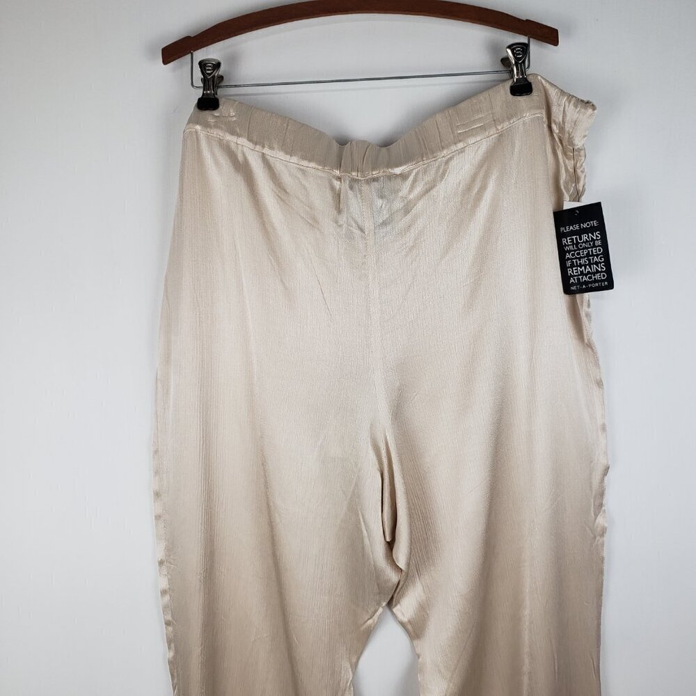 Envelope1976 Net-a-Porter Goa Pants NWT Ivory Satin Trouser Button Ankle Size 44 - Picture 6 of 16